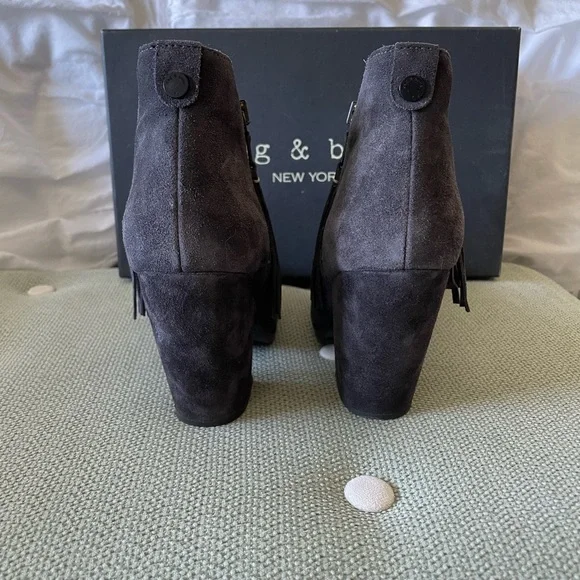 Rag & Bone suede Margot fringe booties in gray - Picture 7 of 7